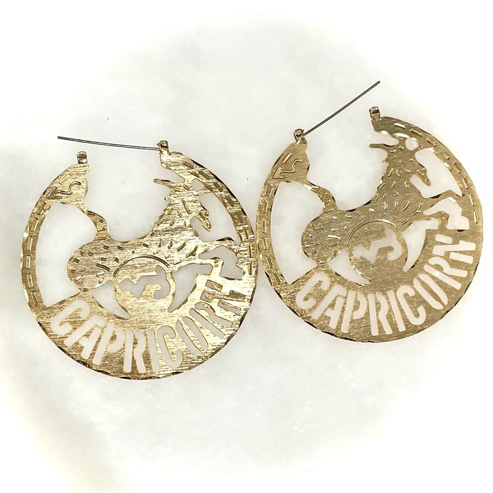 Earrings 3 for $6, all 4 for $7 - Capricorn Zodiac Hoop Earrings